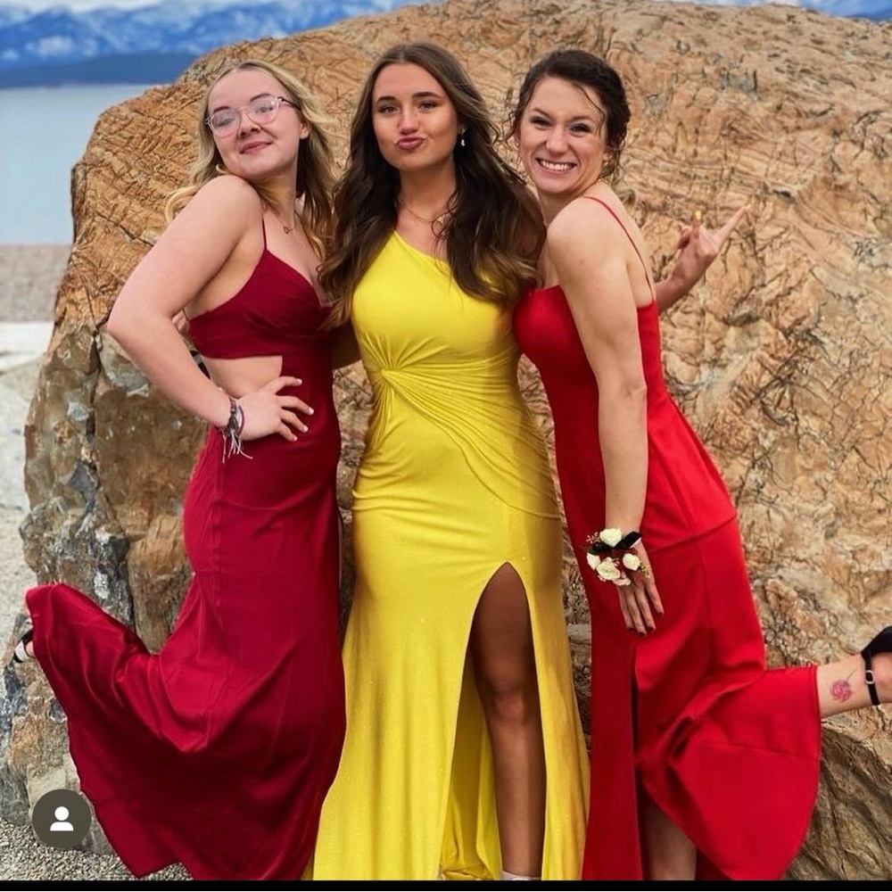 Jovani One Shoulder Strap Body Con Leg Slip Prom Dress